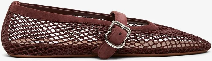 Dark red mesh ballet flats