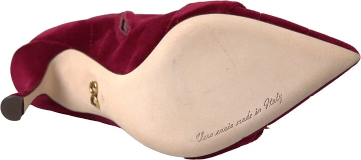 Dark Red Velvet Devotion Buckle Boots Women's Shoes - Image 6