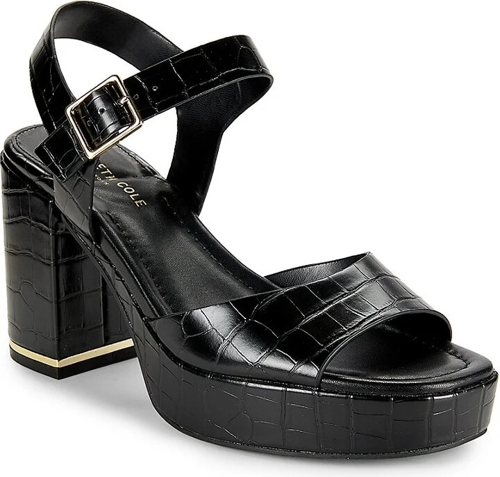 Darla Croc Embossed Leather Sandals - Image 2