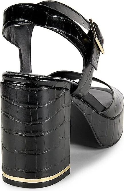 Darla Croc Embossed Leather Sandals - Image 3