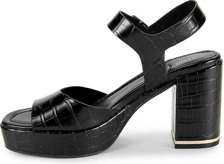 Darla Croc Embossed Leather Sandals - Image 4