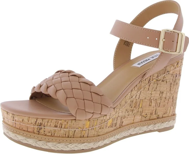 Darling Womens Woven Faux Leather Wedge Sandals