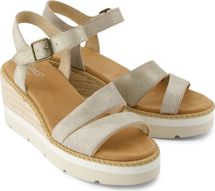 Darya Wedge Platform Sandal Champagne Metallic Suede - Image 3
