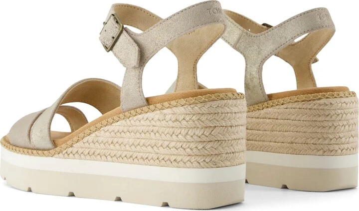 Darya Wedge Platform Sandal Champagne Metallic Suede - Image 4