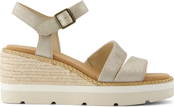 Darya Wedge Platform Sandal Champagne Metallic Suede