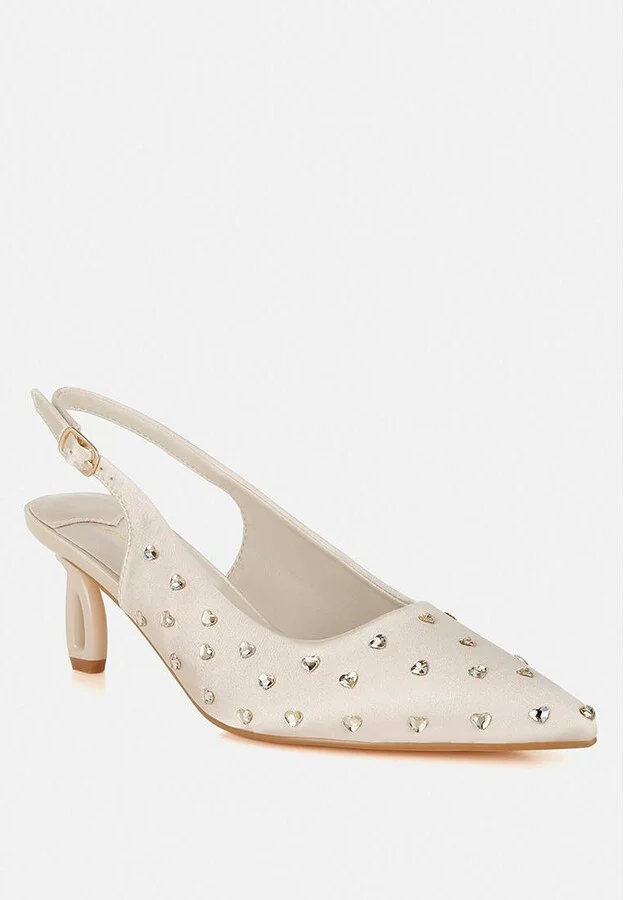Dasavla Heart-Shaped Rhinestone Studded Slingbacks - Image 4
