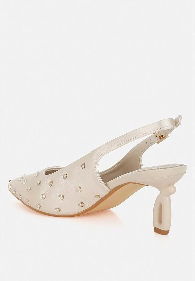 Dasavla Heart-Shaped Rhinestone Studded Slingbacks - Image 5