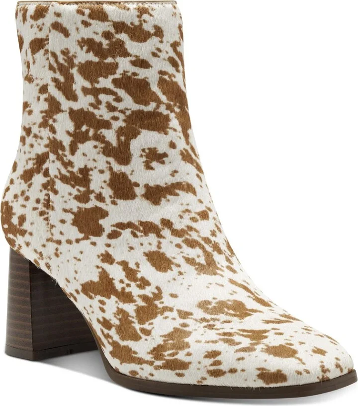 Dasha4 Womens Calf Hair Square Toe Ankle Boots