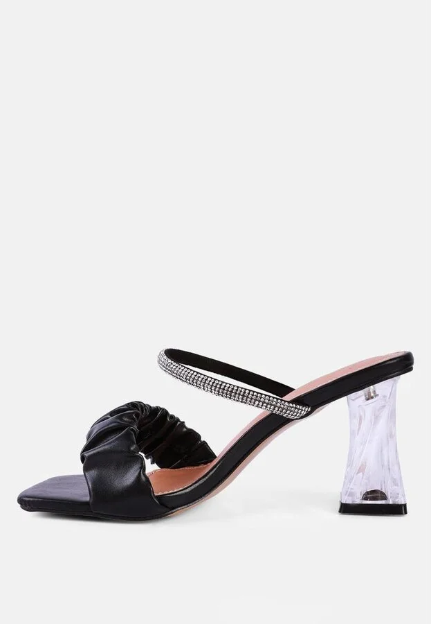Date look clear heel rhinestone sandals - Image 2