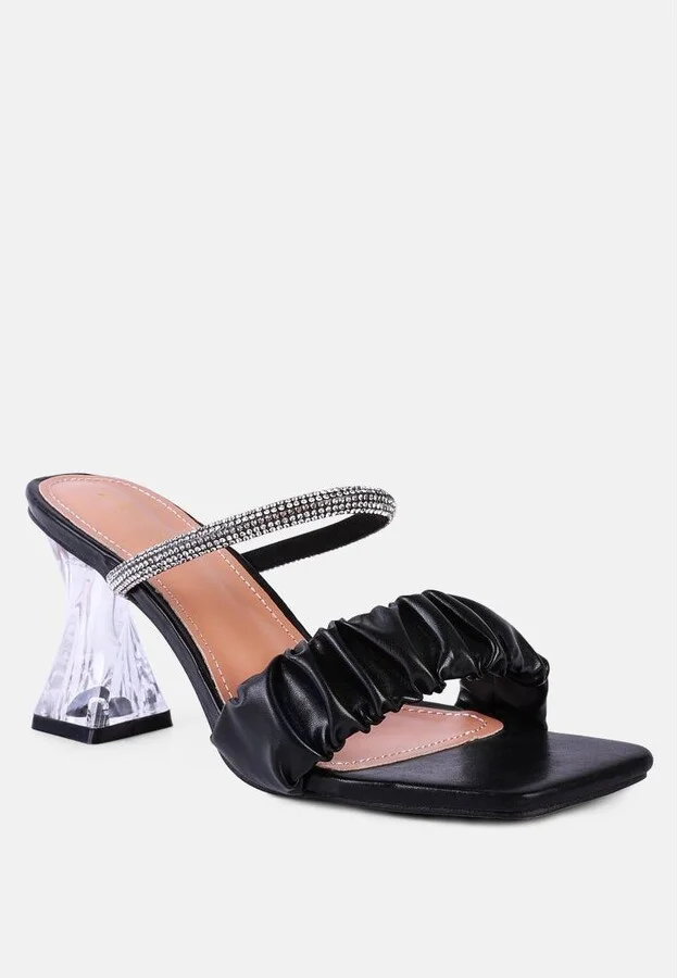 Date look clear heel rhinestone sandals - Image 3