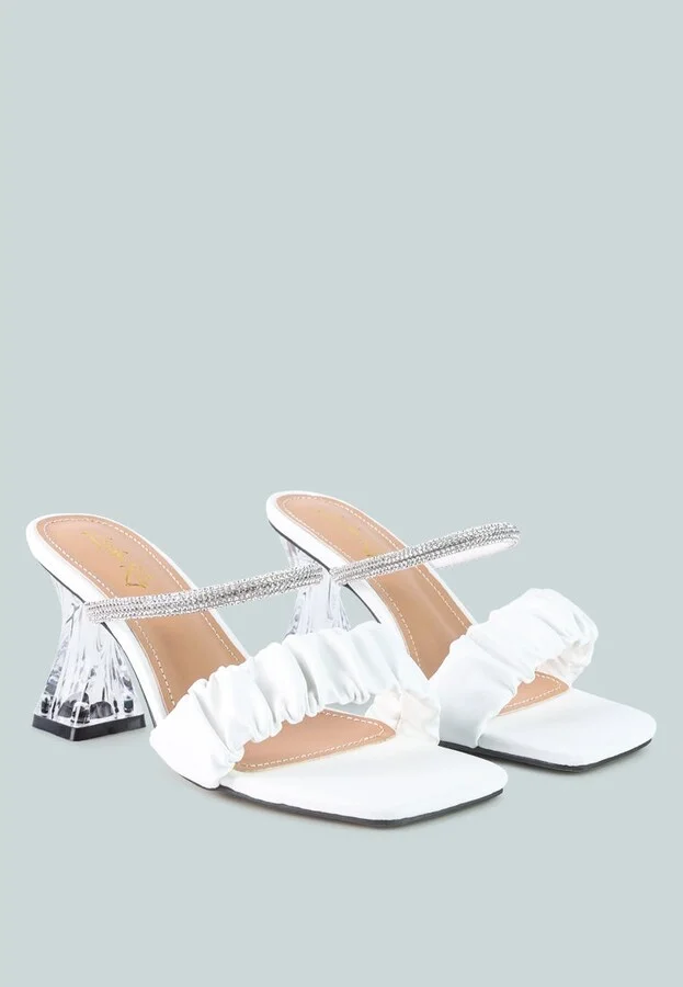 Date look clear heel rhinestone sandals - Image 4