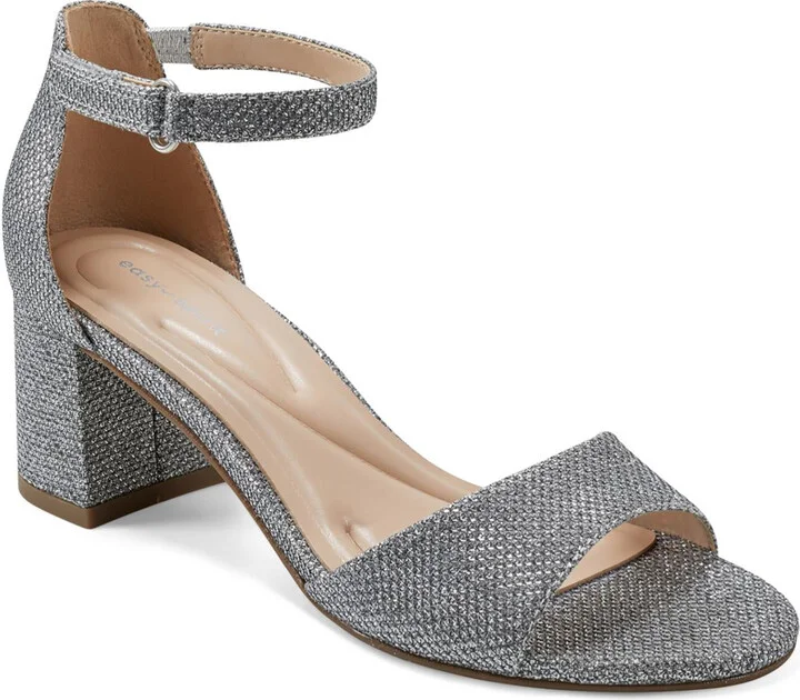 Daven Womens Glitter Ankle Strap Heels