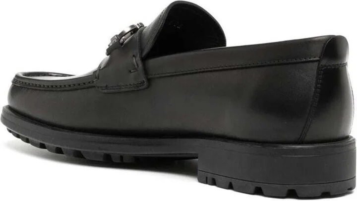 'david' Black Loafers Wirh Gancini Details In Leather Man - Image 3