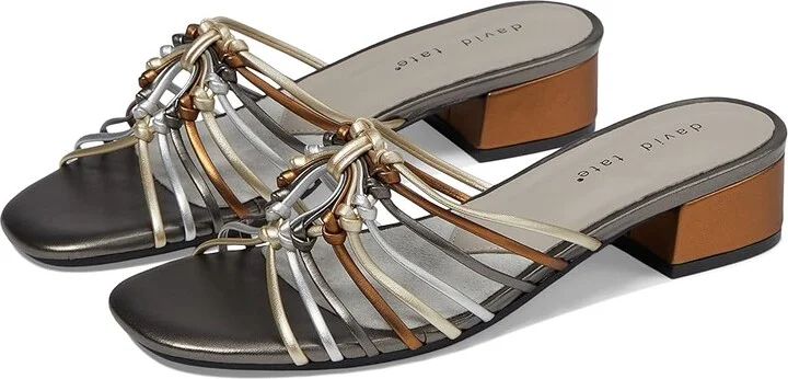 David Tate Excellent Women's Sandals Metallic : 9.5 M (B), Leather