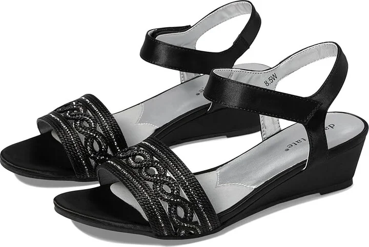 David Tate Indigo Women's Sandals Black : 10 WW (EE), Leather/Rubber/Suede