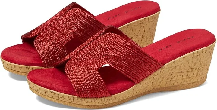 David Tate Vibe Women's Sandals Red Rayon Fabric : 12 W (D), Textile