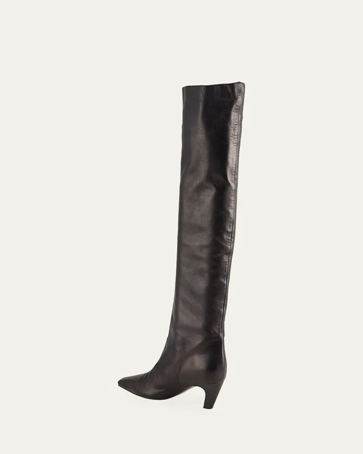 Davis Slouchy Leather Knee Boots - Image 4