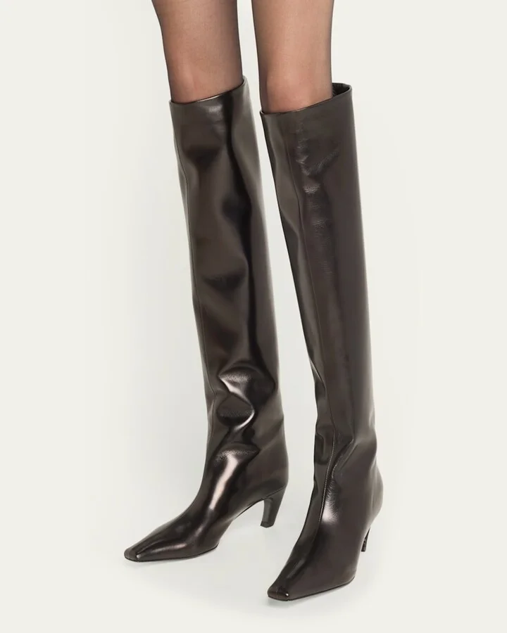 Davis Slouchy Leather Knee Boots - Image 5