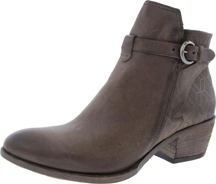 Davis Womens Block Heel Leather Ankle Boots