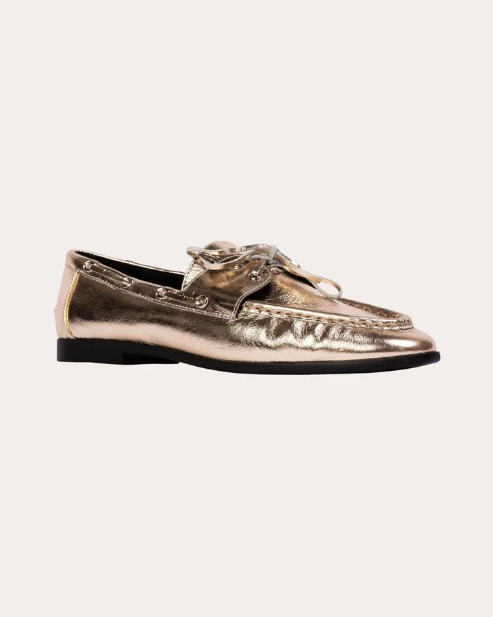 Davy Crinkled Metallic Leather Loafer - Image 3