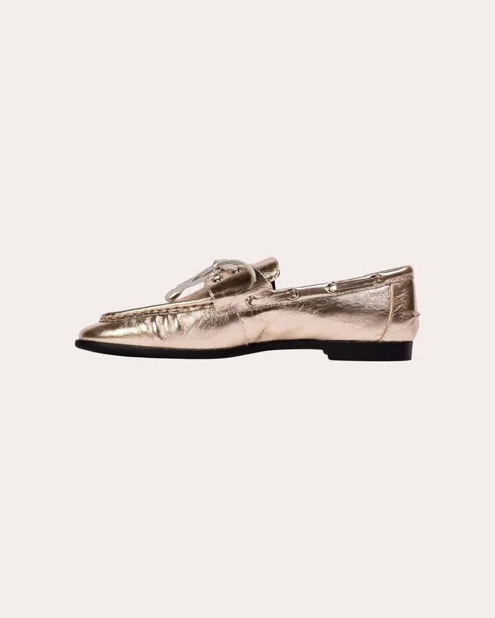 Davy Crinkled Metallic Leather Loafer - Image 6