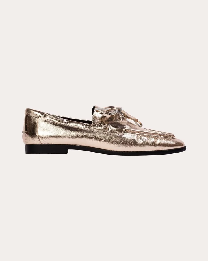 Davy Crinkled Metallic Leather Loafer