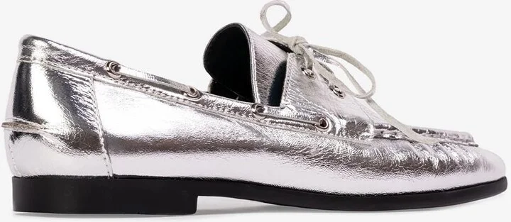 Davy Crinkled Metallic Leather Loafers - Image 2