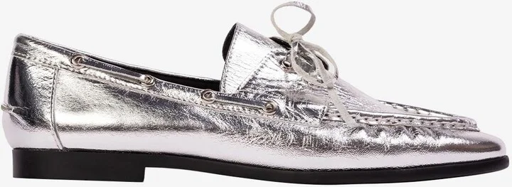 Davy Crinkled Metallic Leather Loafers