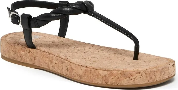 Dawn Twisted Strap Sandal In Black Leather