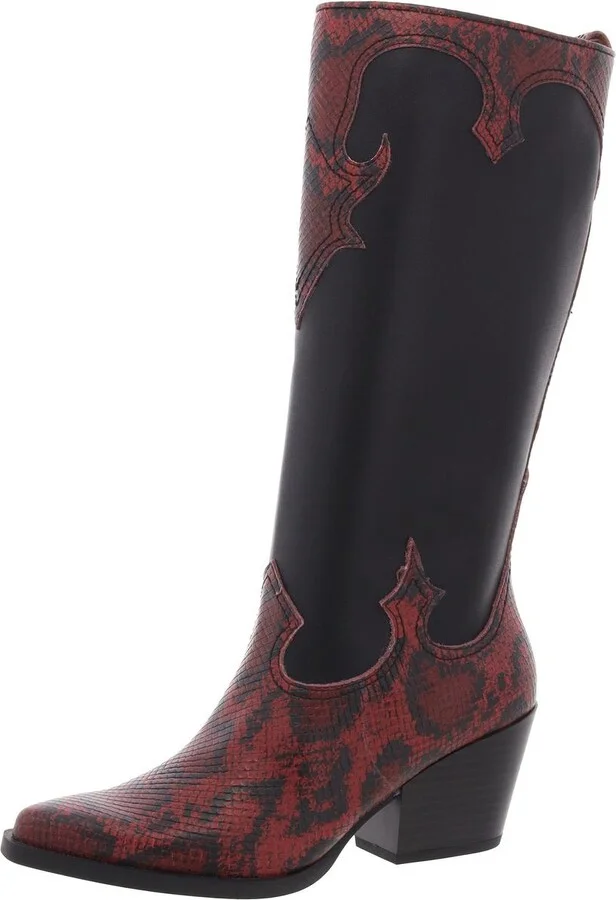 Dawson Womens Snake Print Faux Leather Knee-High Boots