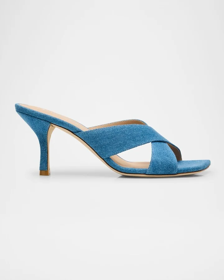 Dayna Denim Crisscross Slide Sandals