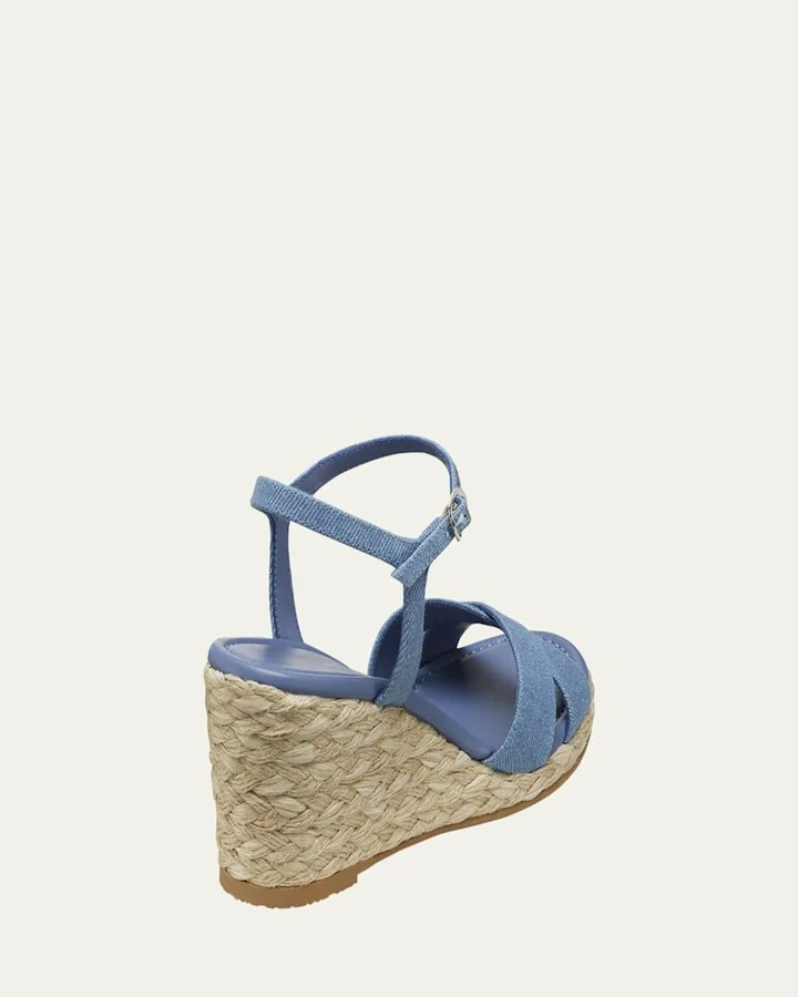Dayna Denim Crisscross Wedge Espadrilles - Image 3