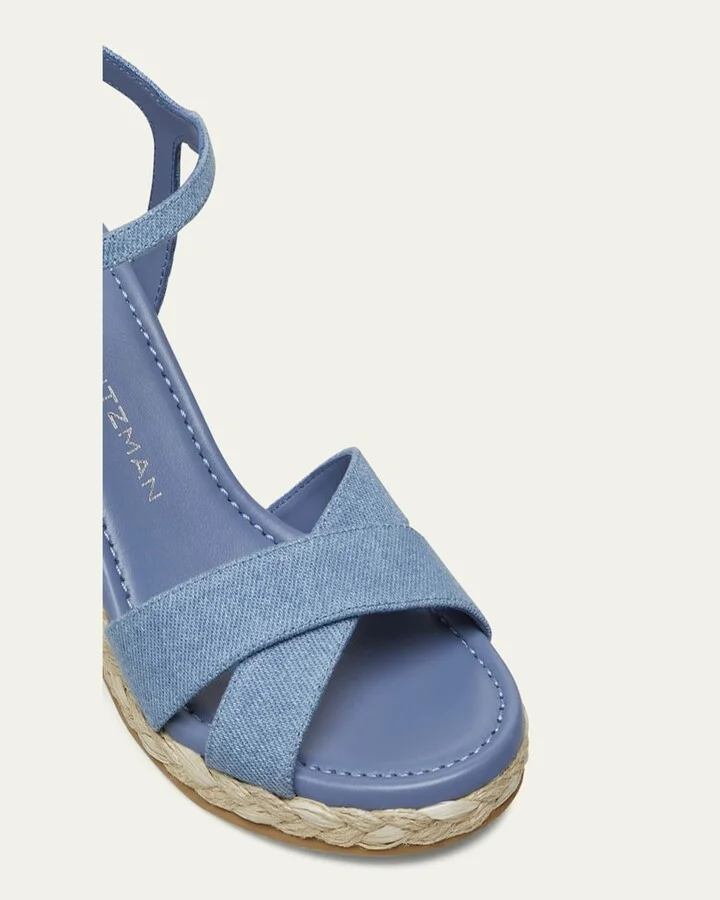 Dayna Denim Crisscross Wedge Espadrilles - Image 4