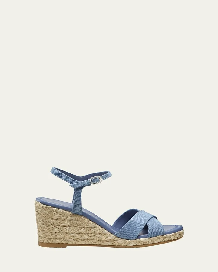 Dayna Denim Crisscross Wedge Espadrilles