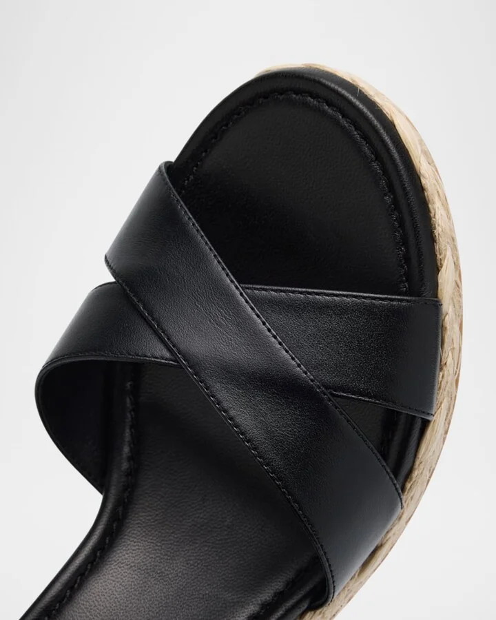 Dayna Leather Crisscross Espadrille Sandals - Image 3