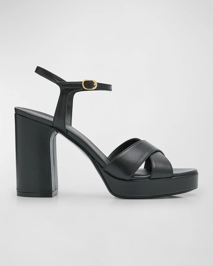 Dayna Leather Crisscross Platform Sandals