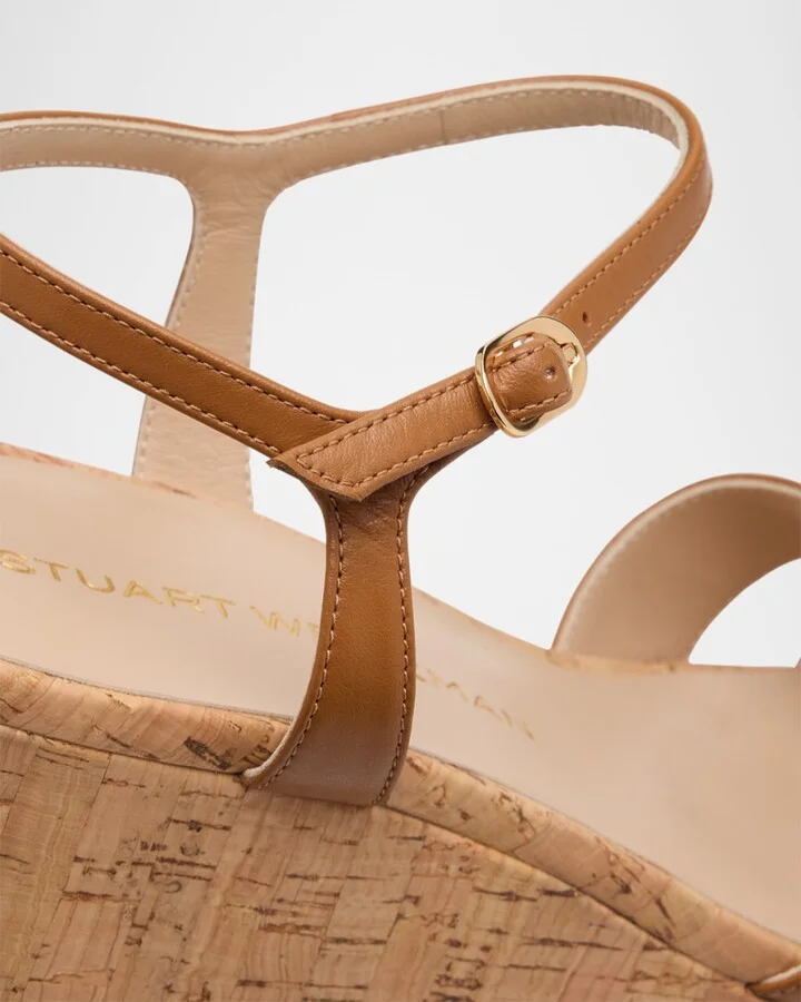 Dayna Leather Crisscross Wedge Sandals - Image 3