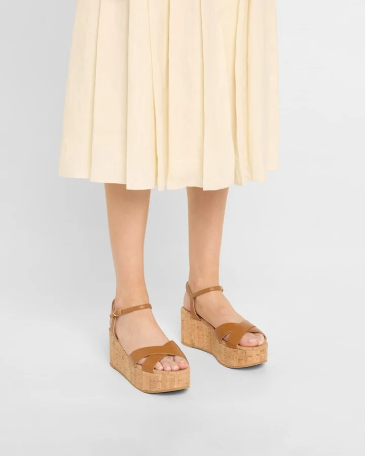Dayna Leather Crisscross Wedge Sandals - Image 6