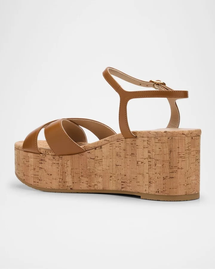 Dayna Leather Crisscross Wedge Sandals - Image 8