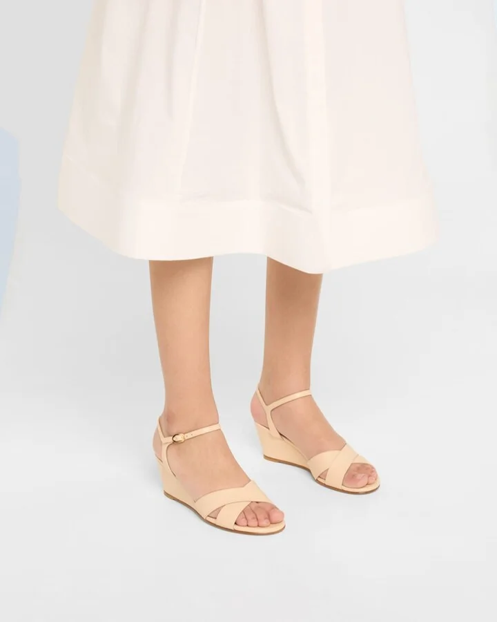 Dayna Leather Crisscross Wedge Sandals - Image 4