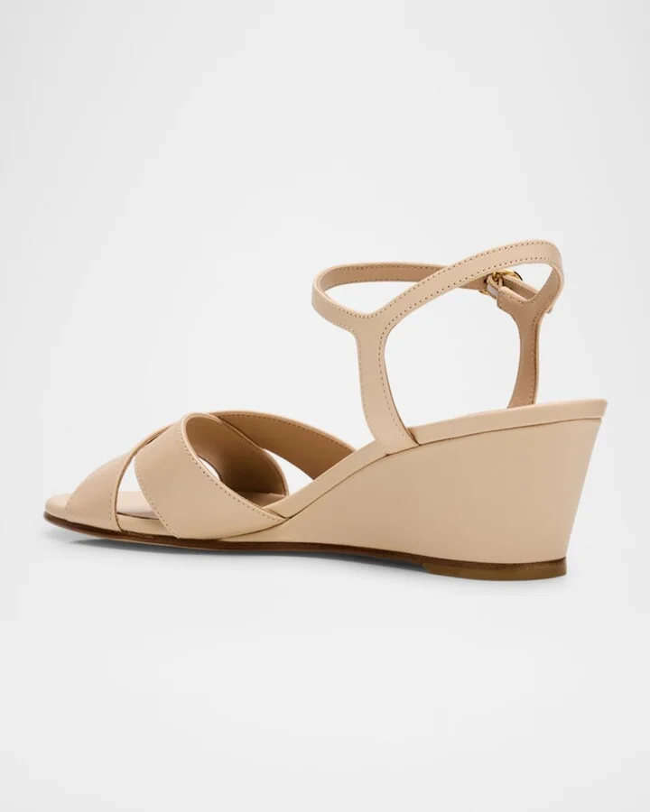 Dayna Leather Crisscross Wedge Sandals - Image 5