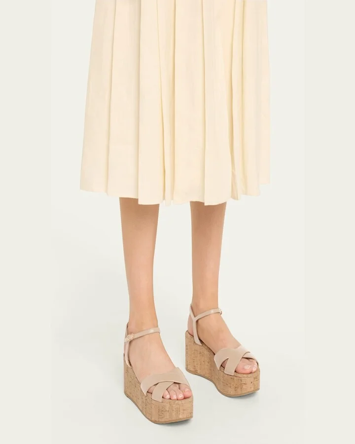 Dayna Leather Crisscross Wedge Sandals - Image 9