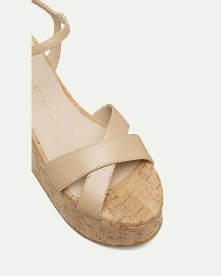 Dayna Leather Crisscross Wedge Sandals - Image 11