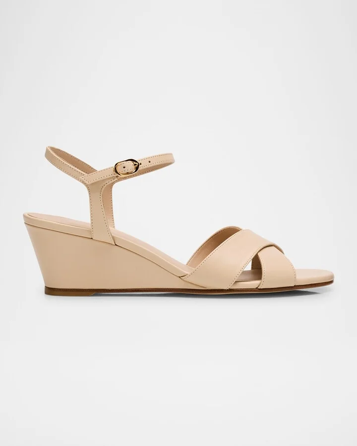 Dayna Leather Crisscross Wedge Sandals