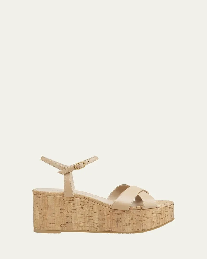 Dayna Leather Crisscross Wedge Sandals