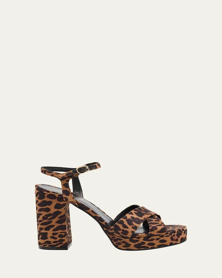 Dayna Leopard-Print Crisscross Platform Sandals