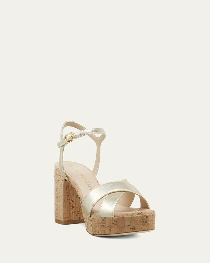 Dayna Metallic Cork Crisscross Platform Sandals - Image 2