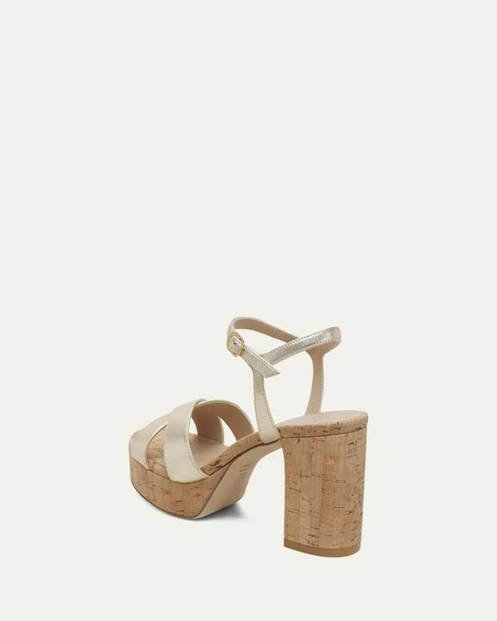 Dayna Metallic Cork Crisscross Platform Sandals - Image 3