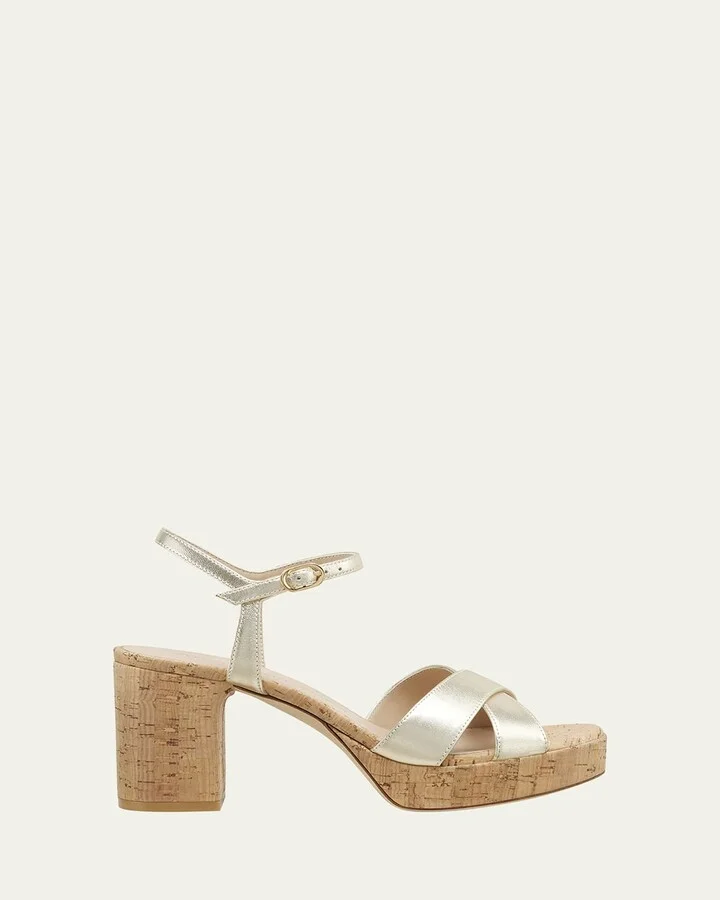 Dayna Metallic Cork Crisscross Platform Sandals
