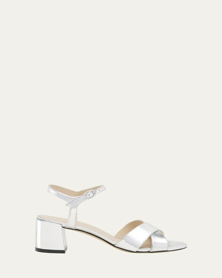 Dayna Metallic Crisscross Ankle-Strap Sandals